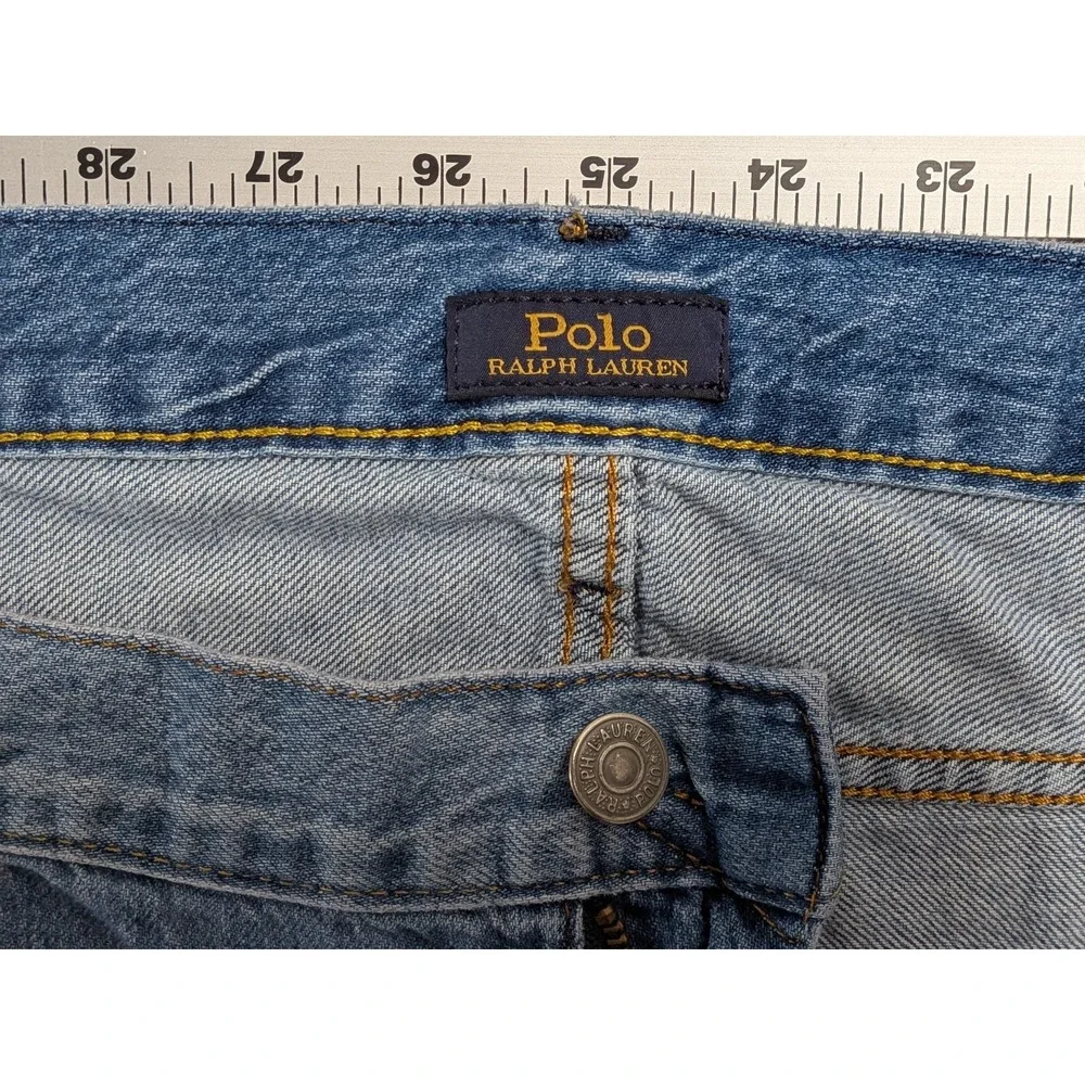 Polo Ralph Lauren Men's 42x30 Light Wash Blue Distressed Denim Jeans